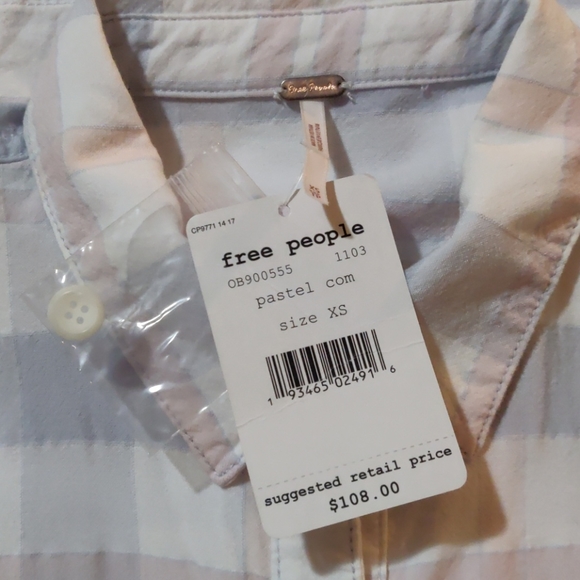Free People pastel plaid pocketed button up shirt - Picture 7 of 10